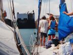 125 Panama Approaching Container Ship in Canal.JPG (54 KB)